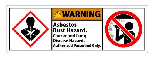 Warning Safety Label,Asbestos Dust Hazard, Cancer And Lung Disease Hazard Authorized Personnel Only vector