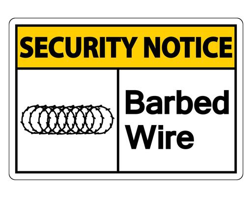 Security notice Barbed Wire Symbol Sign on white background