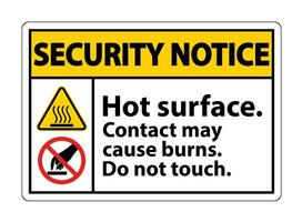 Seurity Notice Hot Surface Do Not Touch Symbol Sign Isolate on White Background,Vector Illustration vector