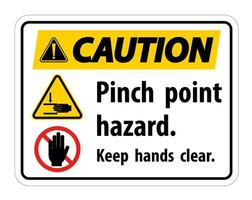 Caution Pinch Point Hazard,Keep Hands Clear Symbol Sign Isolate on White Background,Vector Illustration vector