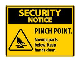 Security Notice Pinch Point, Moving Parts Below, Keep Hands Clear Symbol Sign Isolate on White Background,Vector Illustration EPS.10 vector