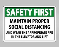 Safety First Maintain Proper Social Distancing Sign Isolate On White Background,Vector Illustration EPS.10 vector