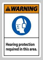 Warning PPE Sign Hearing Protection Required In This Area with Symbol vector