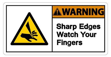 Waring Sharp Edges Watch Your Fingers Symbol Sign on white background vector