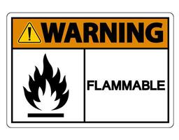 Warning Flammable Symbol Sign on white background vector