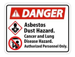 Danger Safety Label,Asbestos Dust Hazard, Cancer And Lung Disease Hazard Authorized Personnel Only vector