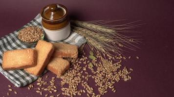 Crunchy Rusk or Toast for healthy life with wheat for breakfast. photo