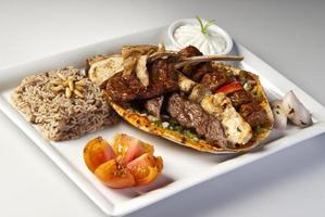 Traditional Arabic mixed barbeque plate.