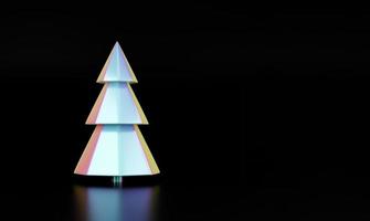 Merry Christmas and Happy New Year holographic tree. Christmas holographic trendy design with Xmas pine fir tree for greeting card, banner, placard or poster photo