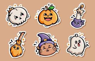Cute Halloween Sticker Concept vector