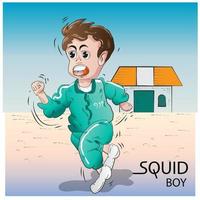 Cartoon Squid Boy Running vector