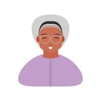 Lindo personaje de abuela anciana en estilo de dibujos animados fondo blanco vector