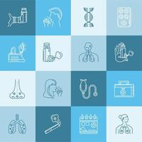 asthma square icons vector