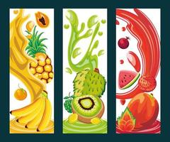 tropical fruits banner vector