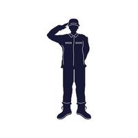 saluting soldier silhouette vector