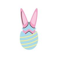 happy easter egg with rabbit ears cartoon isolated style vector