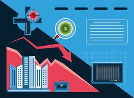 economía mercado covid 19 vector