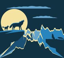 howling wolf moon vector