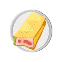 egg omelette with ham vector