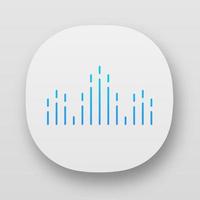 DJ soundwave app icon. Audio, sound wave. Music rhythm. Disco, party logotype modern design. Sound volume, equalizer. Web or mobile applications. Vector isolated illustration