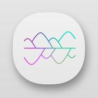 Music frequency level app icon. Vibration, noise level curve. Sound waves, waveform. Digital soundwaves, soundtrack rhythm. Web, mobile applications. Vector isolated illustration