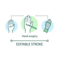 icono de concepto de cirugía de mano vector