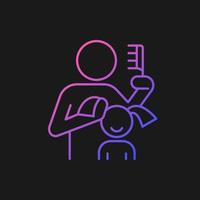 Braiding daughter pigtails gradient vector icon for dark theme