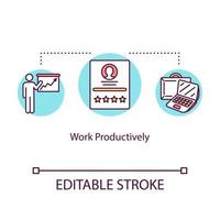 Work productively concept icon. Mental health idea thin illustration. Concentration. Time management. Human intelligence. Job efficiency. Vector isolated outline RGB color drawing. Editable stroke