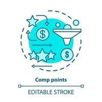 Casino comp points concept icon. Redeem points and bonuses idea thin line illustration. Cashback and reward offer. Loyalty reward program. Vector isolated outline drawing. Editable stroke