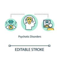 Psychotic disorders concept icon. Mental illness idea thin line illustration. Psychological problems. Panic attack. Psychosis. Vector isolated outline RGB color drawing. Editable stroke