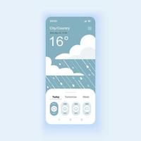 Thunderstorm weather daytime mode smartphone interface vector template