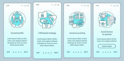 CSR onboarding mobile app page screen vector template