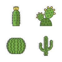 Wild cactus color icons set vector