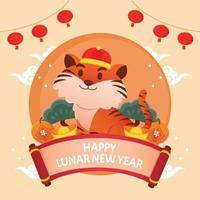 Oriental Cartoon Tiger for Lunar New Year vector