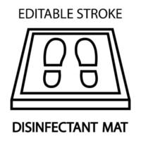 Disinfectant mat. Sanitizing mat. Antibacterial entry rug in outline stroke. Disinfecting entry carpet for shoes. editable stroke. Vector