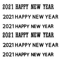 2021 HAPPY NEW YEAR. Editable stroke and flat style. Set of 2021 Happy New Year symbols. Greeting card, brochure template. Vector