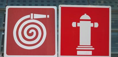fire hose and hydrant signs photo