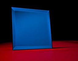 Geometric Red and Blue Square Mirror photo