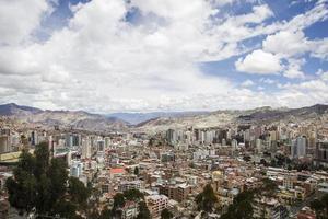 LA PAZ, BOLIVIA, JANUARY 10, 2018 - Aerial view at La Paz, Bolivia. It is capital and  third largest Bolivian city photo