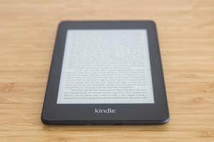 BELGRADE, SERBIA, JANUARY 16, 2019 - Amazon Kindle ebook reader in Belgrade, Serbia. It s a serie of e-readers designed and marketed by Amazon. photo