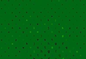 Dark green vector layout with latin alphabet.
