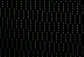 Dark green vector layout with latin alphabet.