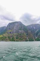 Norwegian beautiful mountain and fjord landscape, Aurlandsfjord Sognefjord in Norway. photo