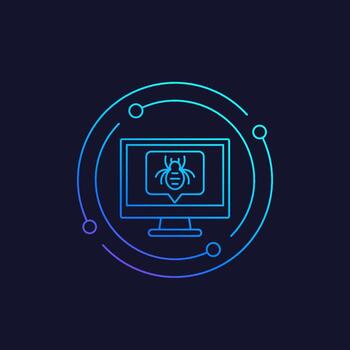 computer bug vector icon, linear