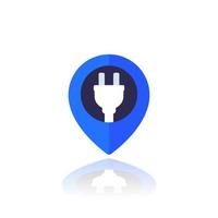 electric plug with a pin marker vector icon