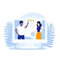 feedback and review online service, illustration with people vector