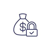 secure money line icon on white vector