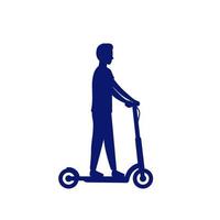 man on a kick scooter, vector silhouette