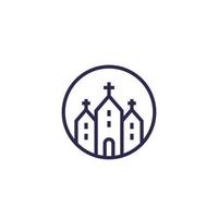 church, catholic temple, vector line icon