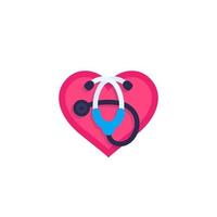 Heart with stethoscope vector icon